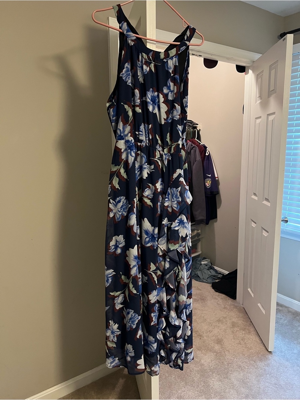 BloomChic Navy Floral Maxi Dress with Blue & White Blooms
